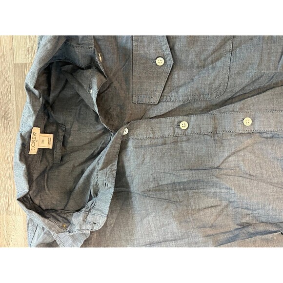 J crew Chambray Blue Top size xxs pocket half button up blouse new - Picture 2 of 3